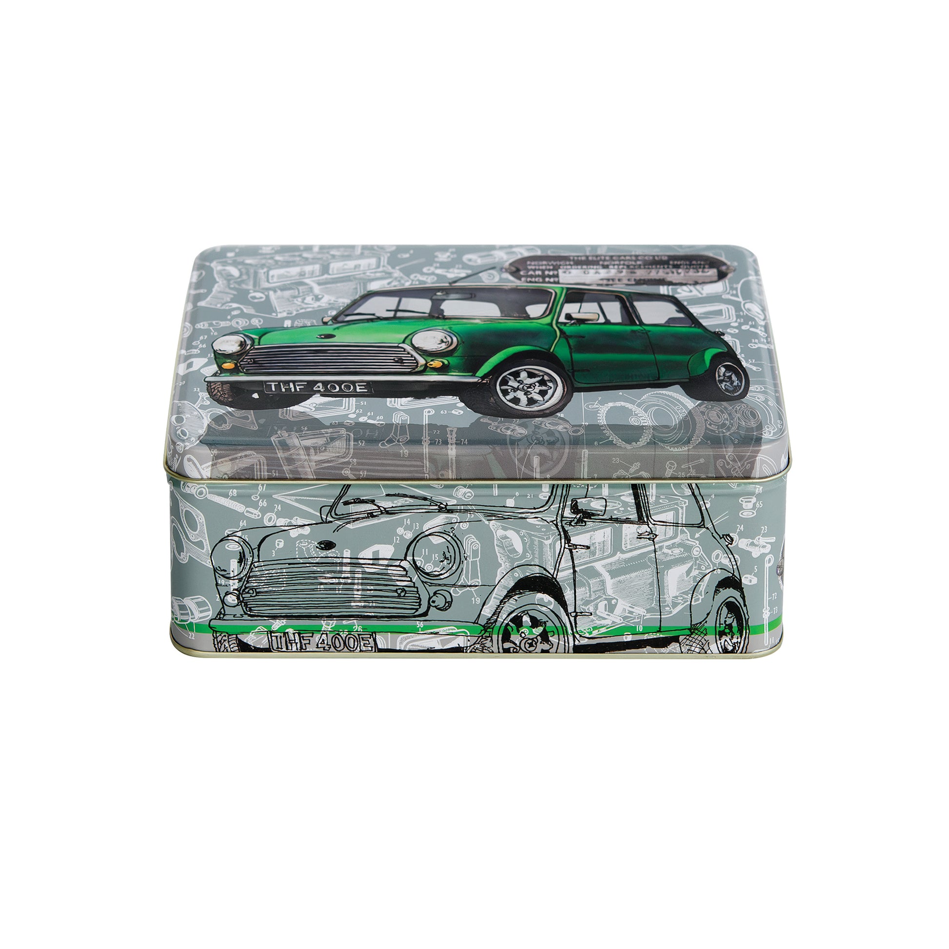 Kitchentins - Green Mini Car Deep Rectangular Tin