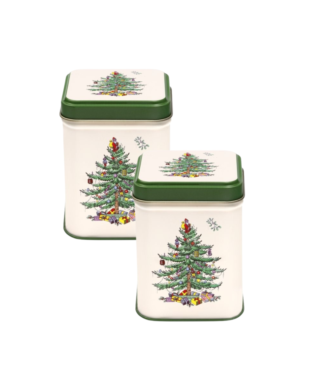 Spode Christmas Tree Small Square Tins, Set of 2