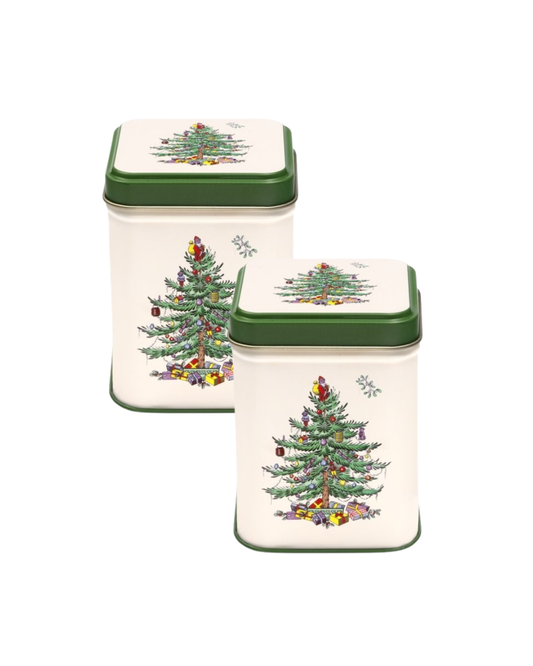Spode Christmas Tree Small Square Tins - Kitchentins