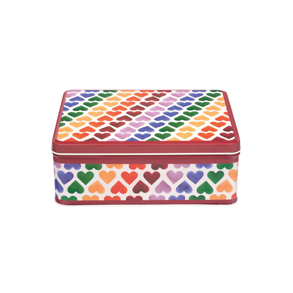Emma Bridgewater - Rainbow Hearts Deep Rectangular Tin
