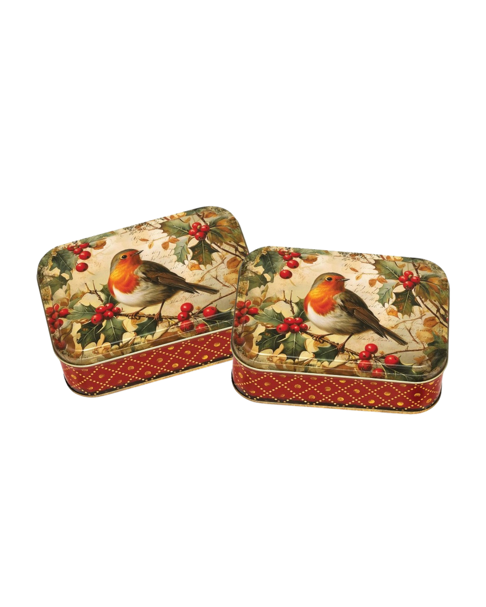 Robin Small Rectangular Tins, Set of 2