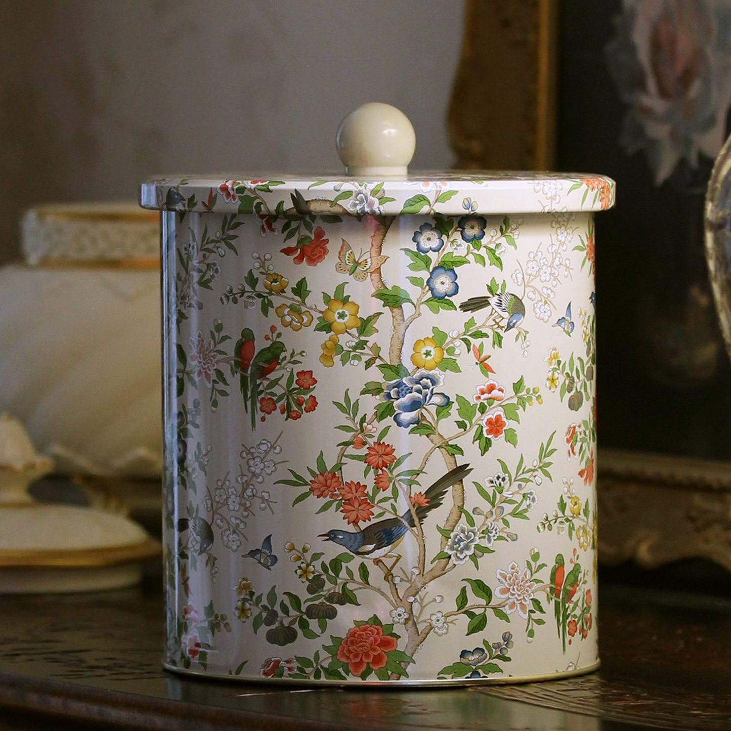 Kitchentins - Sanderson Chinoiserie Hall Medium Biscuit Barrel