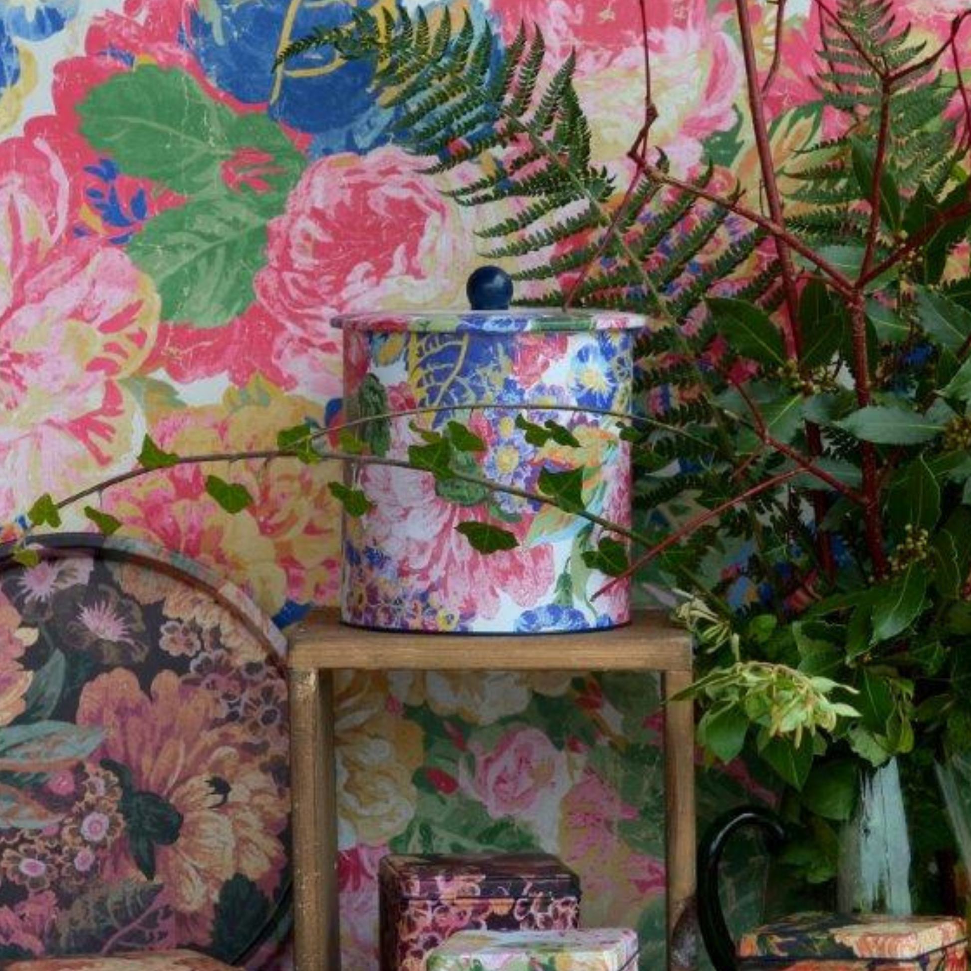 Kitchentins - Sanderson Very Rose & Peony Biscuit Barrel