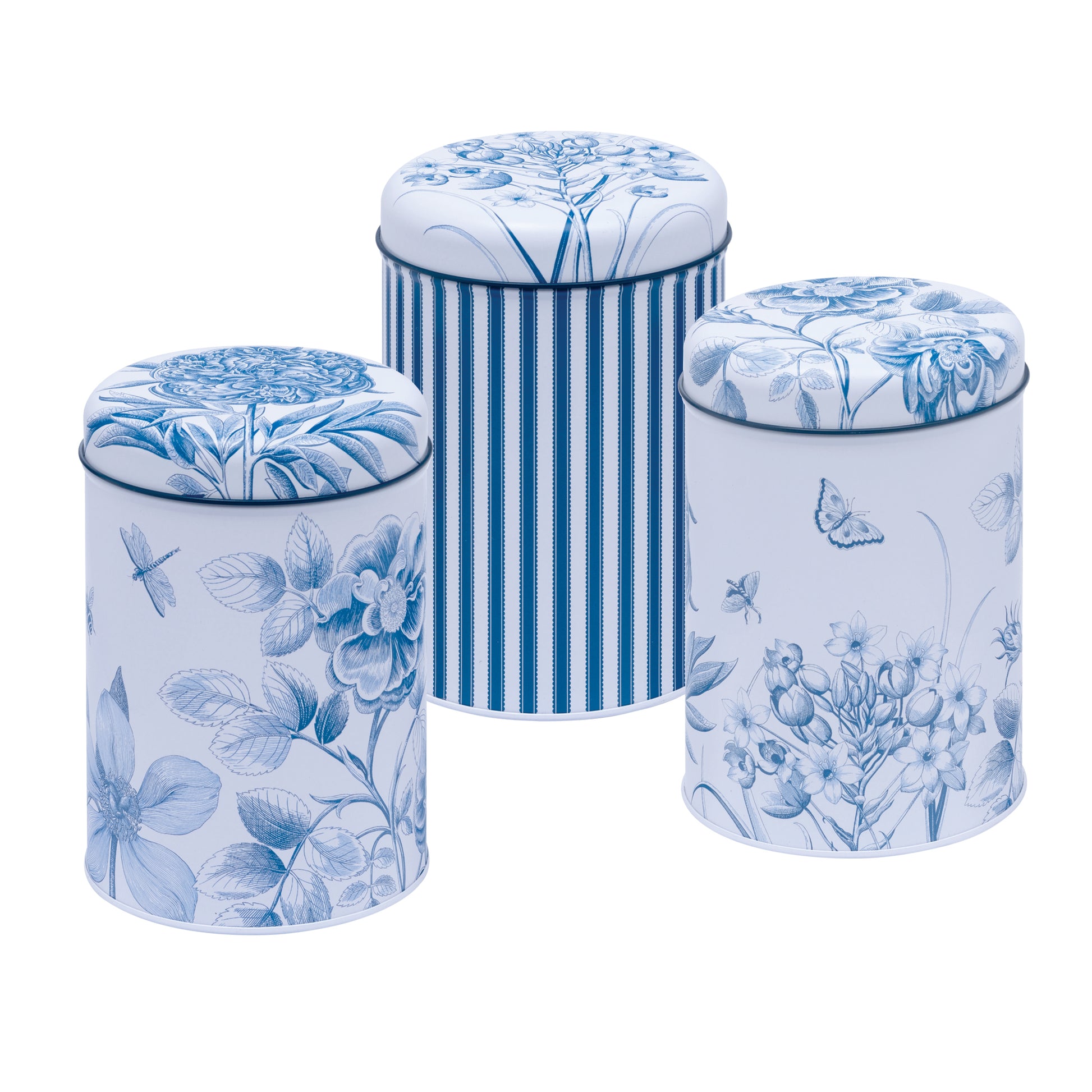 Sanderson - Etchings & Roses Set of 3 Round Caddies - Kitchentins.com