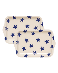 Emma Bridgewater - Blue Stars Small Tin Tray, Set of 2