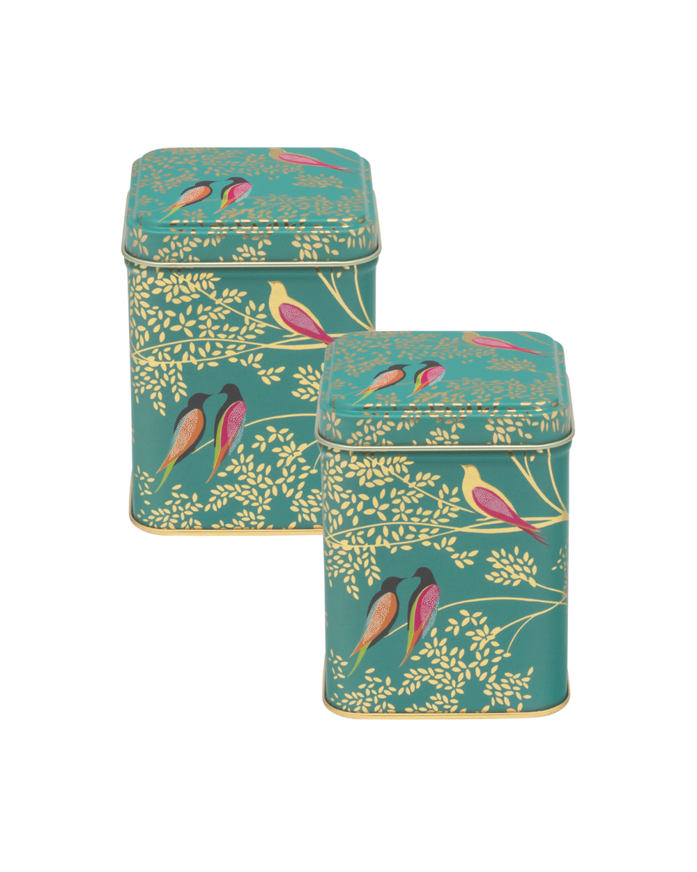 Sara Miller - Green Birds Small Square Tin, Set of 2