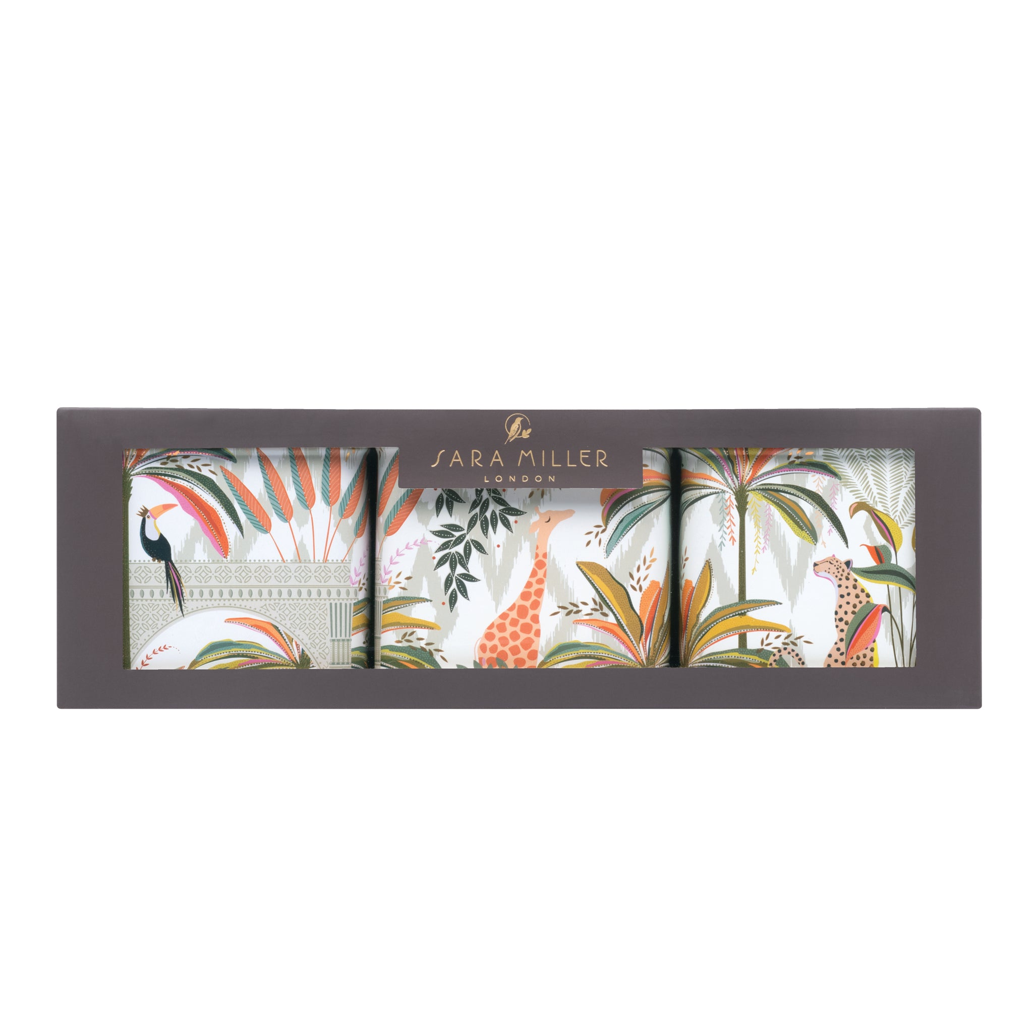 Sara Miller Chelsea Collection Storage Caddies – Set Of 3 Round Metal Tins – 10cm X 15cm