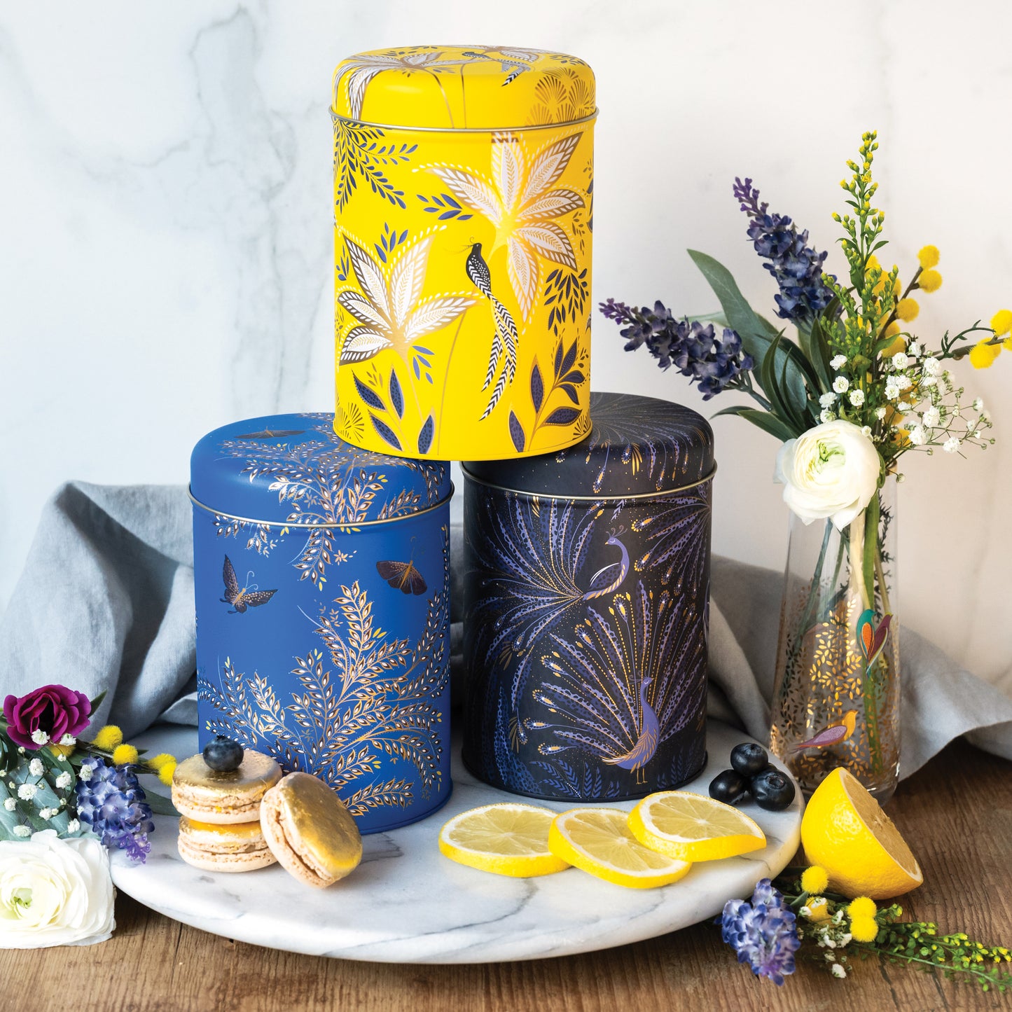 Sara Miller London Anniversary Collection Caddy Tin lifestyle image - Kitchentins