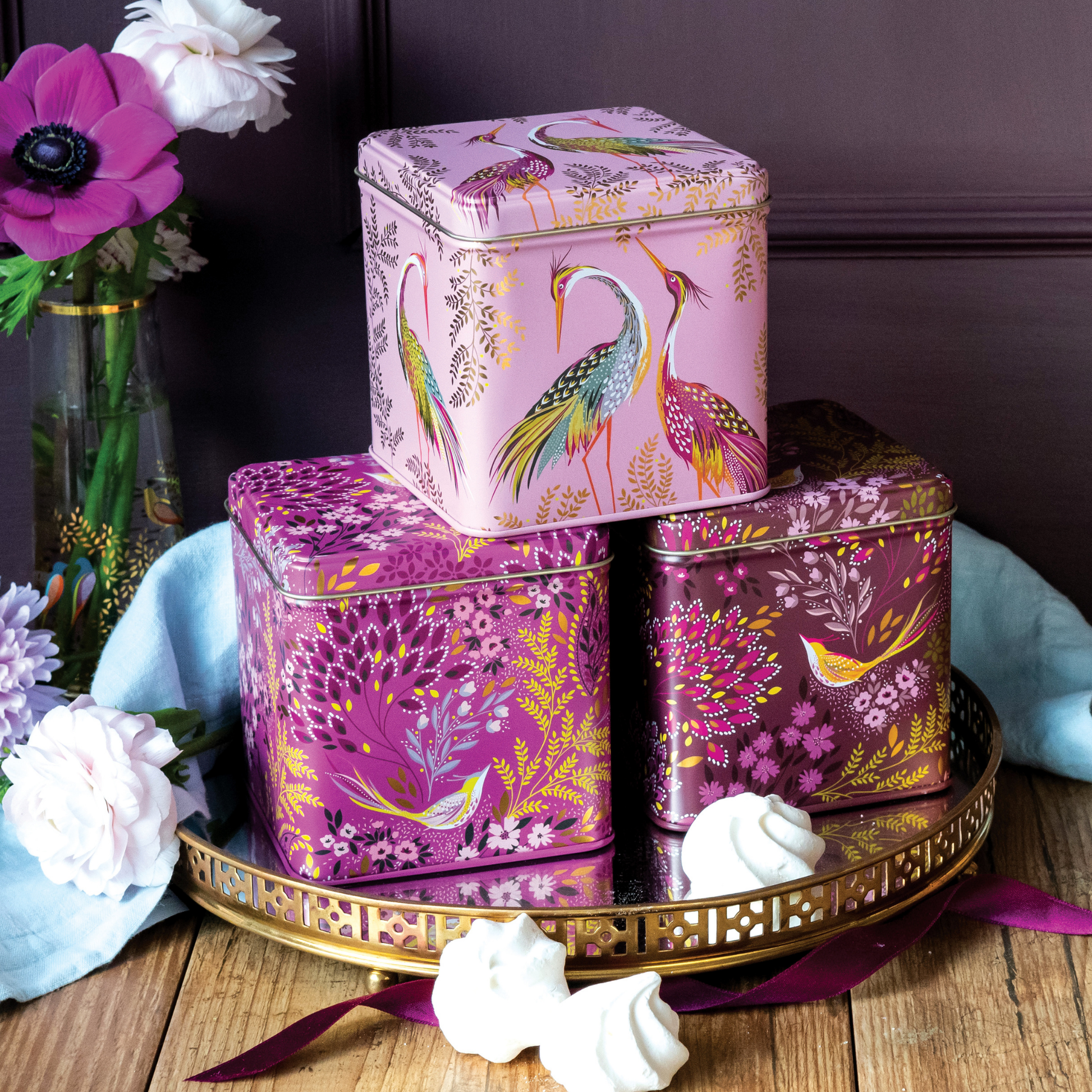 Kitchentins - Sara Miller Haveli Garden Set 3 Square Tin Caddies