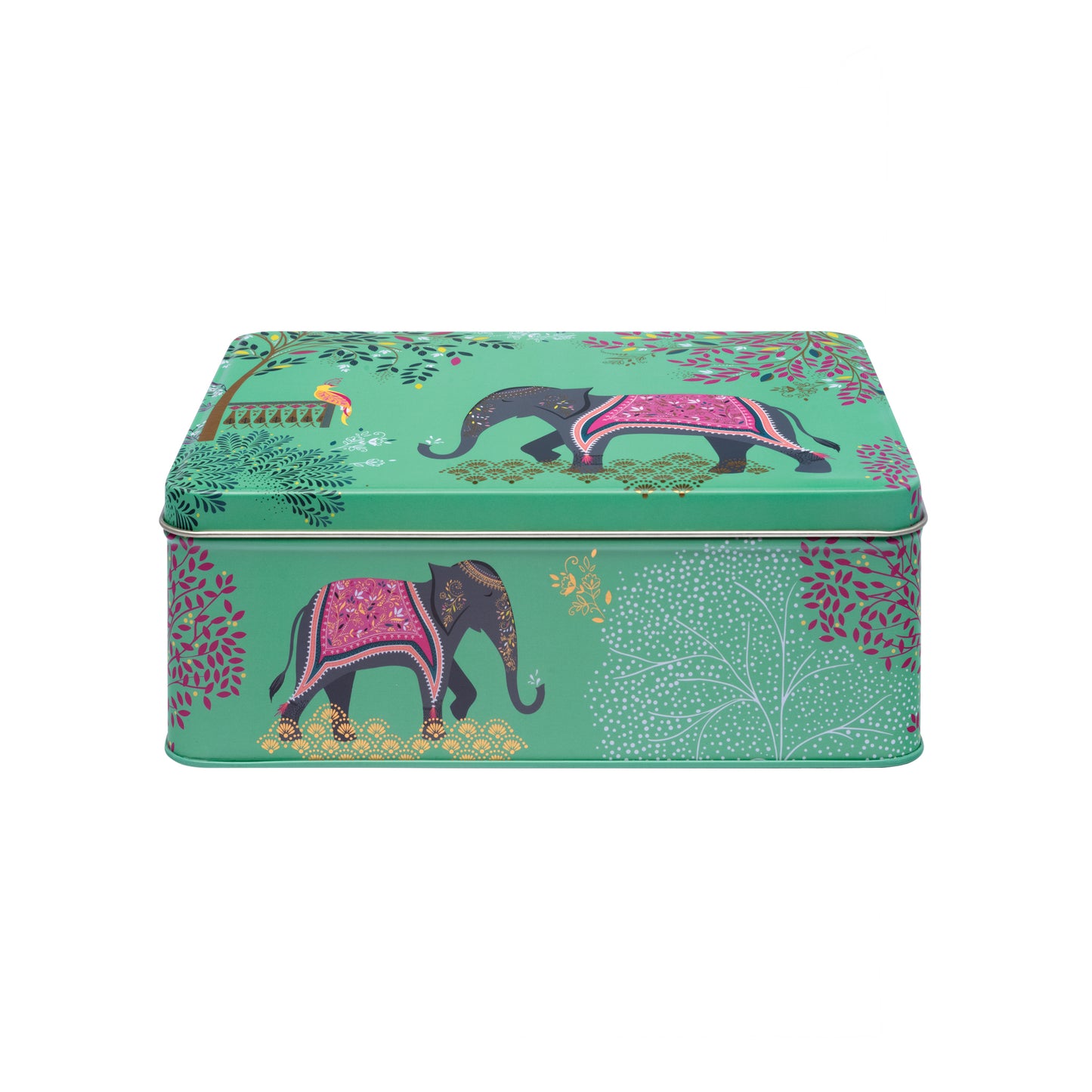 Sara Miller India elephant design deep rectangular tin