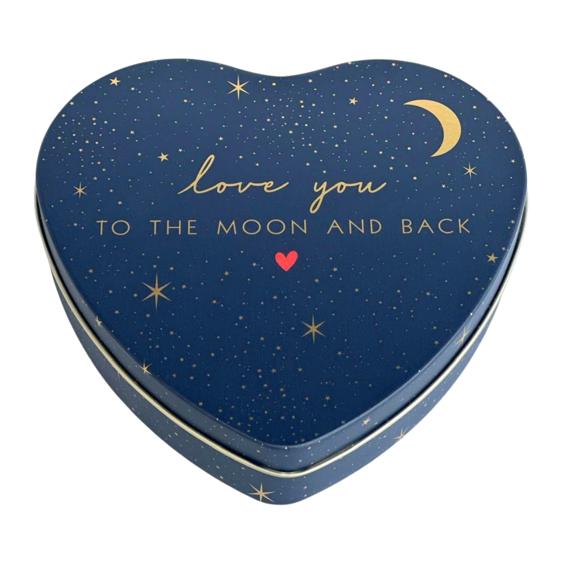 Kitchentins - Sara Miller Little Gestures heart shaped tin- Love You To The Moon & Back