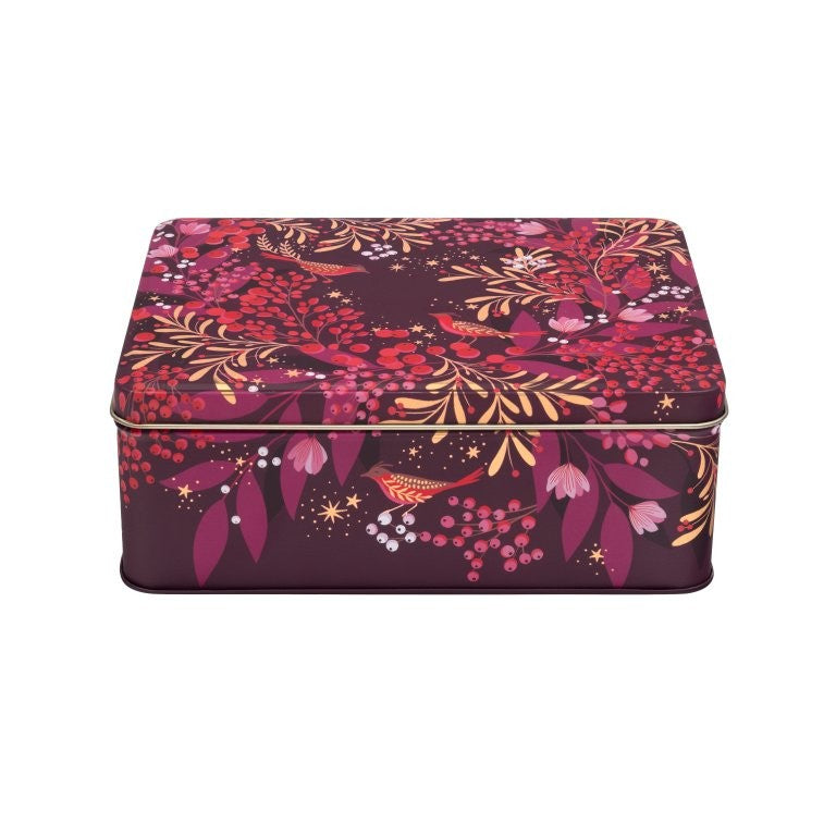 Sara Miller Christmas Berry Wreath Deep Rectangular Tin - Kitchentins
