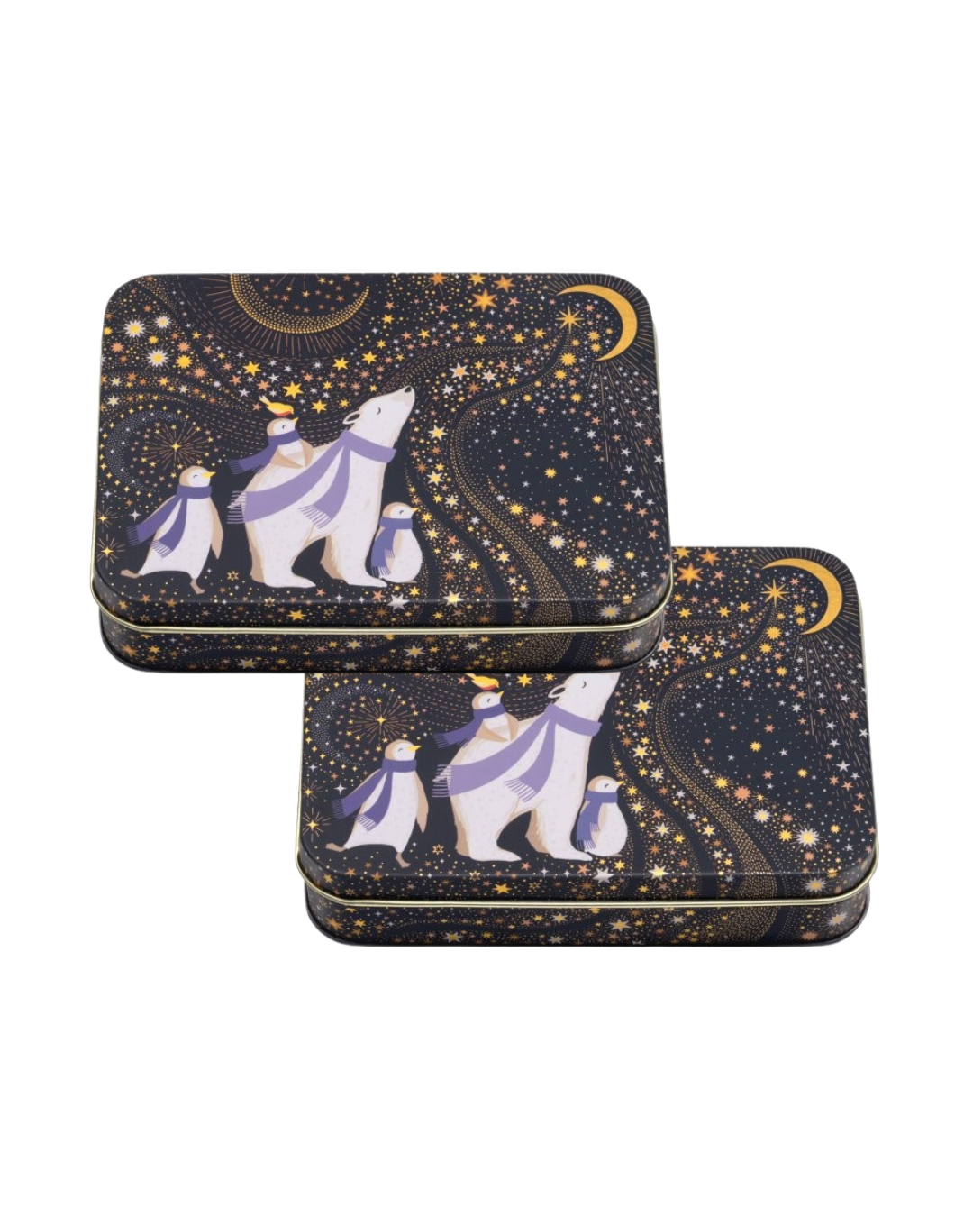 Sara Miller Christmas Star Gazing Small Rectangular Tin, Set of 2 - Kitchentins