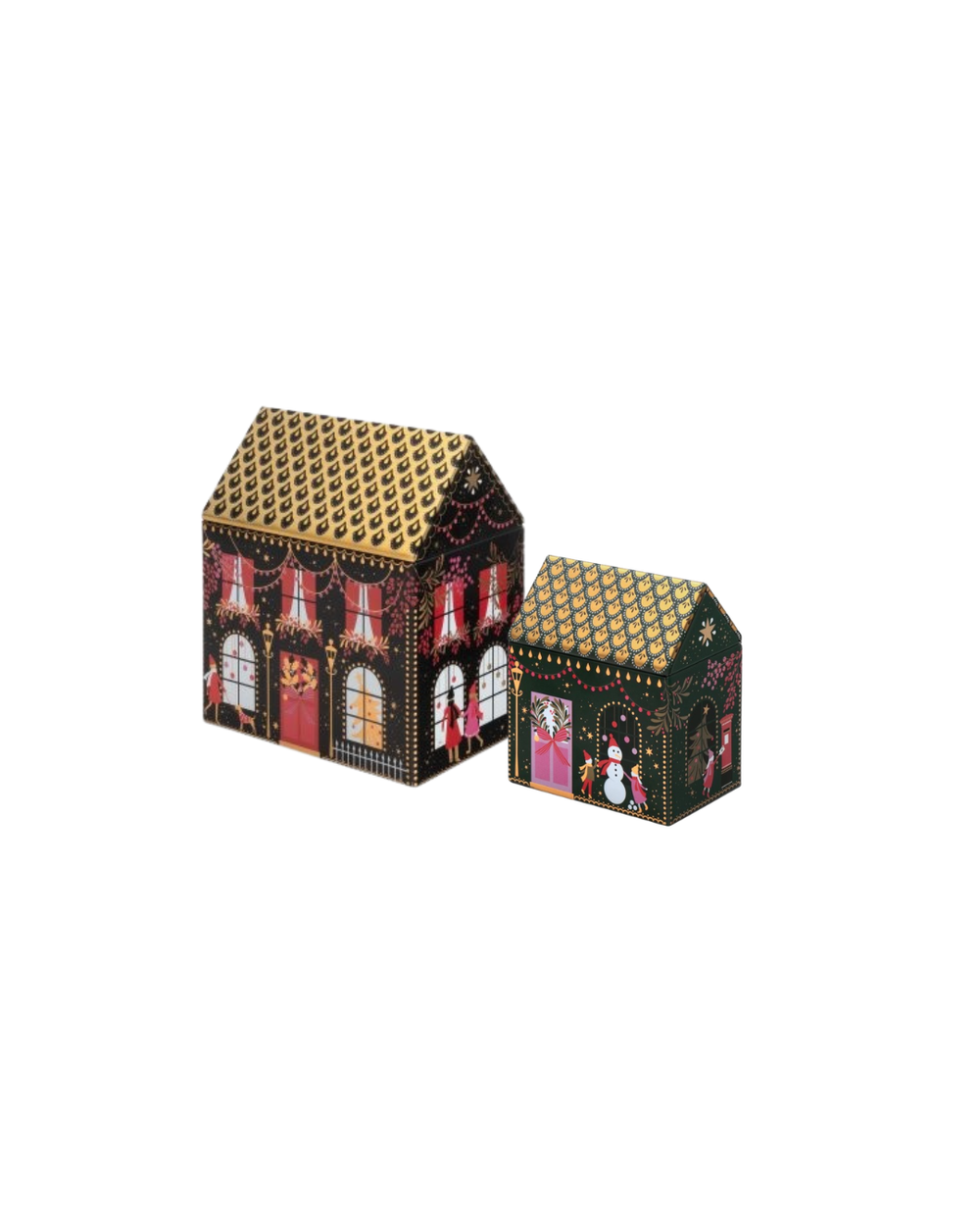 Sara Miller Christmas House Tins, Set of 2