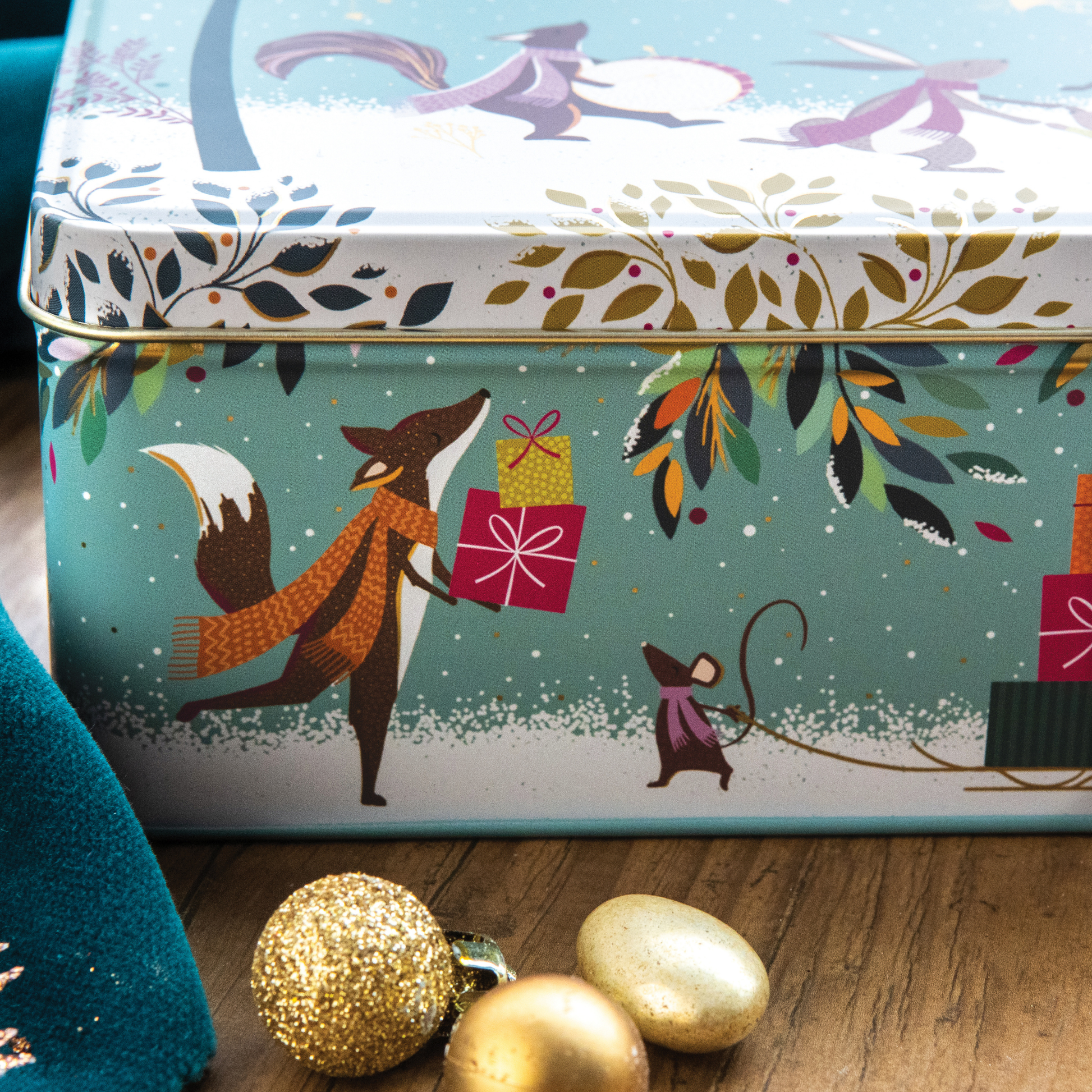 KItchentins - Sara Miller Christmas Woodland Tales Deep Rectangular Tin