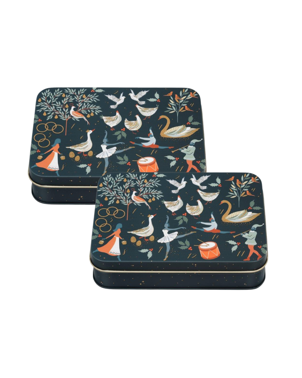 Sara Miller Christmas - 12 Days of Christmas Small Rectangular Tin, Set of 2