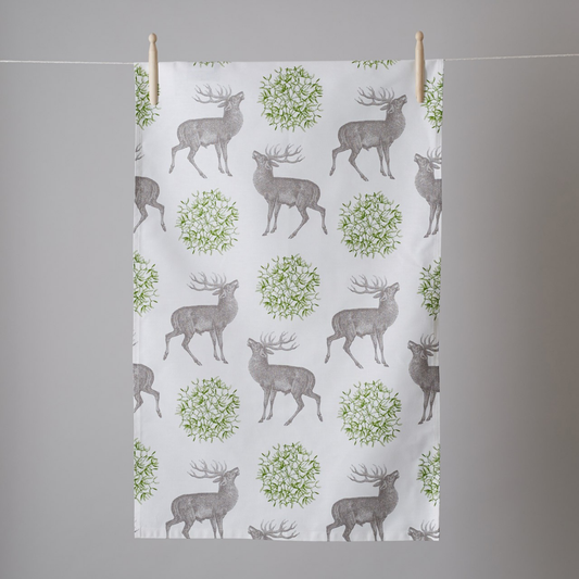 Thornback & Peel Stag & Mistletoe design tea towel - Kitchentins.com