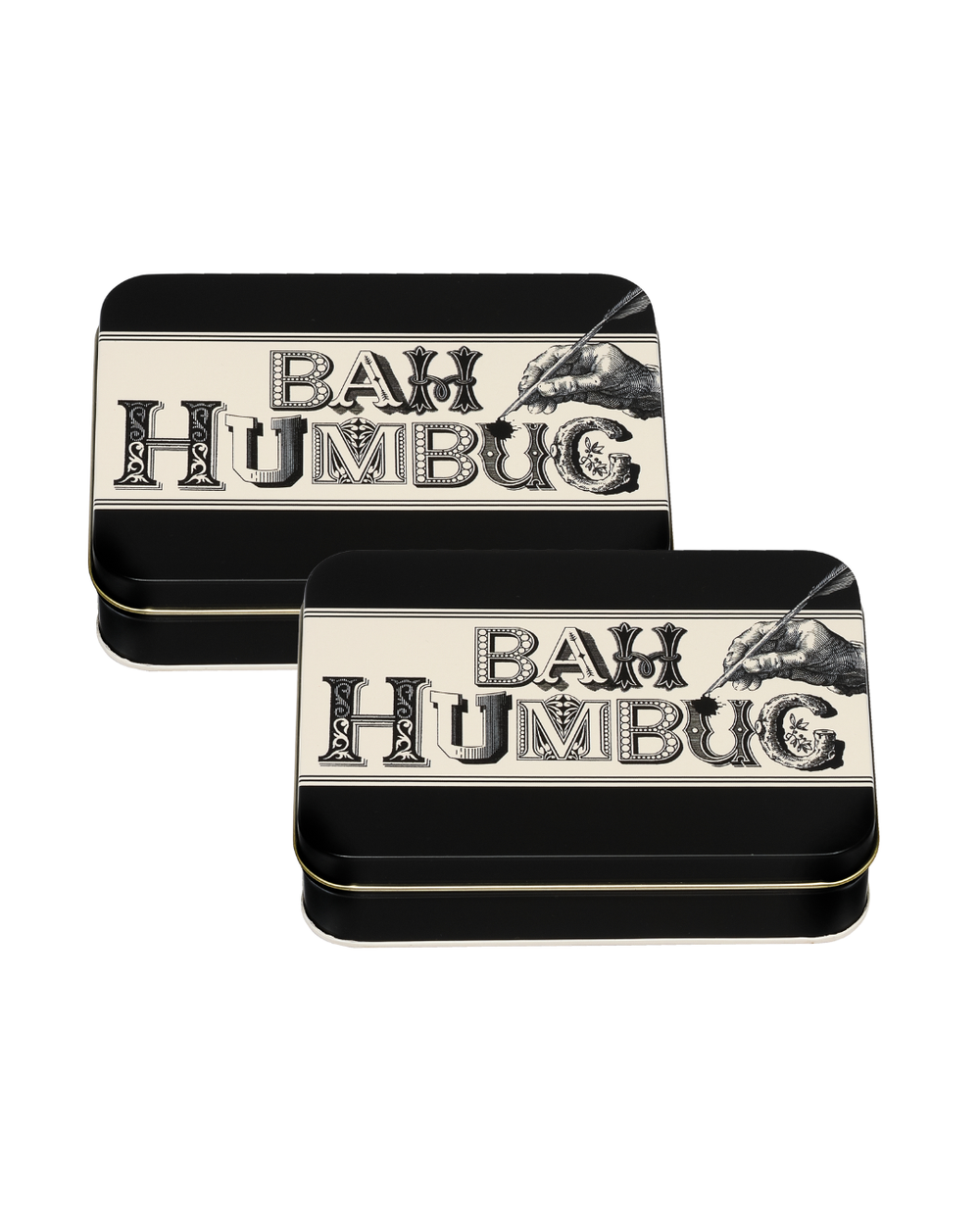 Typography - Bah Humbug Small Rectangular Tin, Set of 2