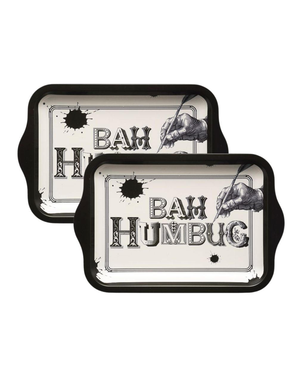 Typography - Bah Humbug Small Tin Tray, Set of 2