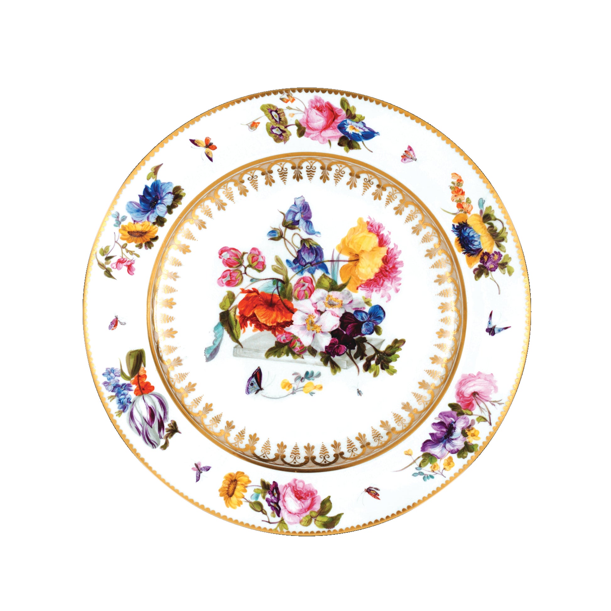 Kitchentins - Decorative Tin Plate- White Ground Floral design