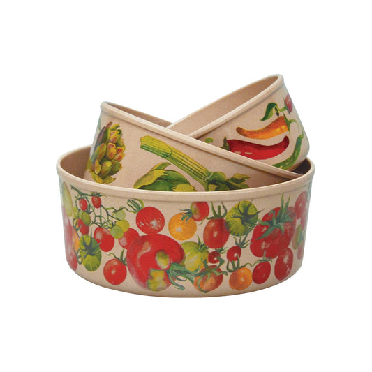 kitchentins - Emma Bridgewater set of three rice husk serving bowls with vegetable designs on each