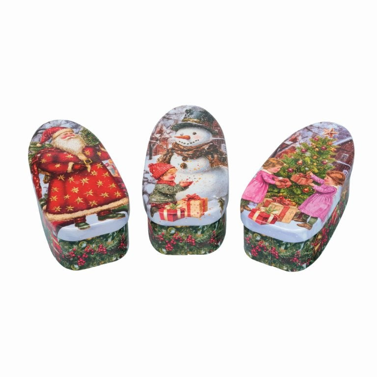 Vintage Christmas Oval Tins, Set of 3
