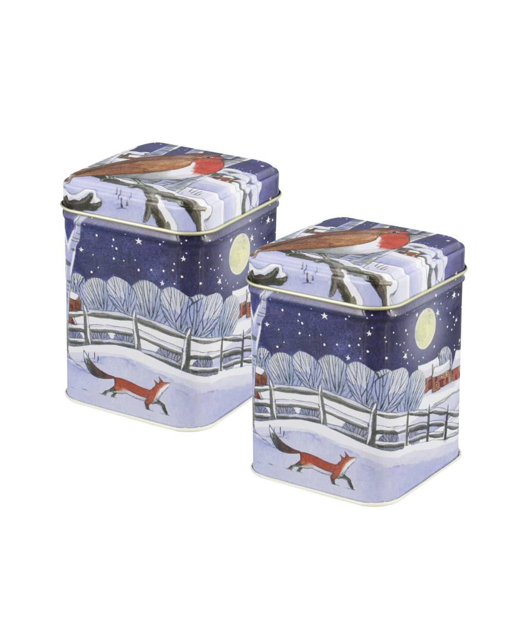 Emma Bridgewater Winter Animal Robin Small Square Tins, Set of 2