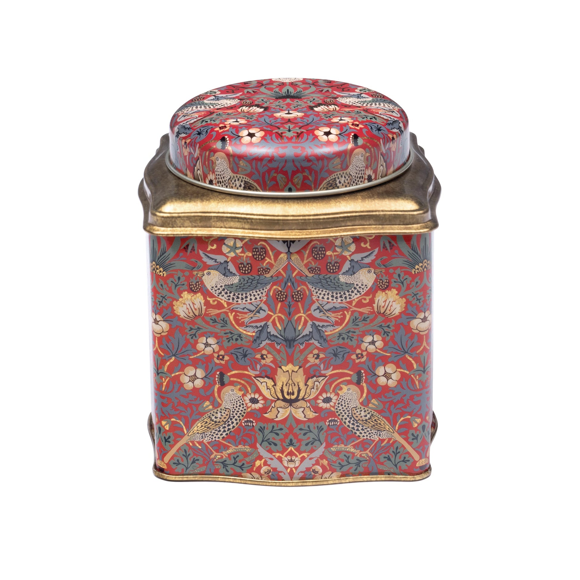 Kitchentins - Arts & Crafts - Red Strawberry Thief Wavy Caddy