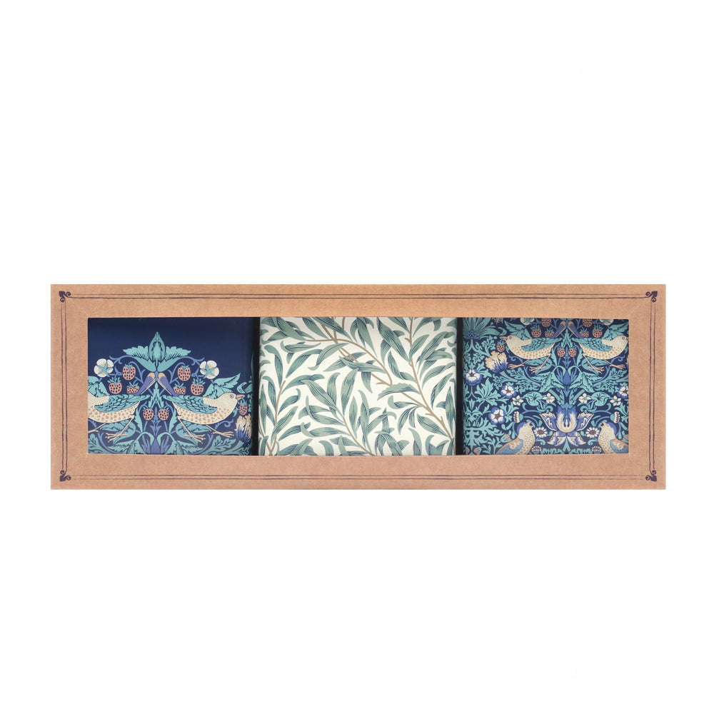 Arts & Crafts - Strawberry Thief Set of 3 Square Tin Caddies