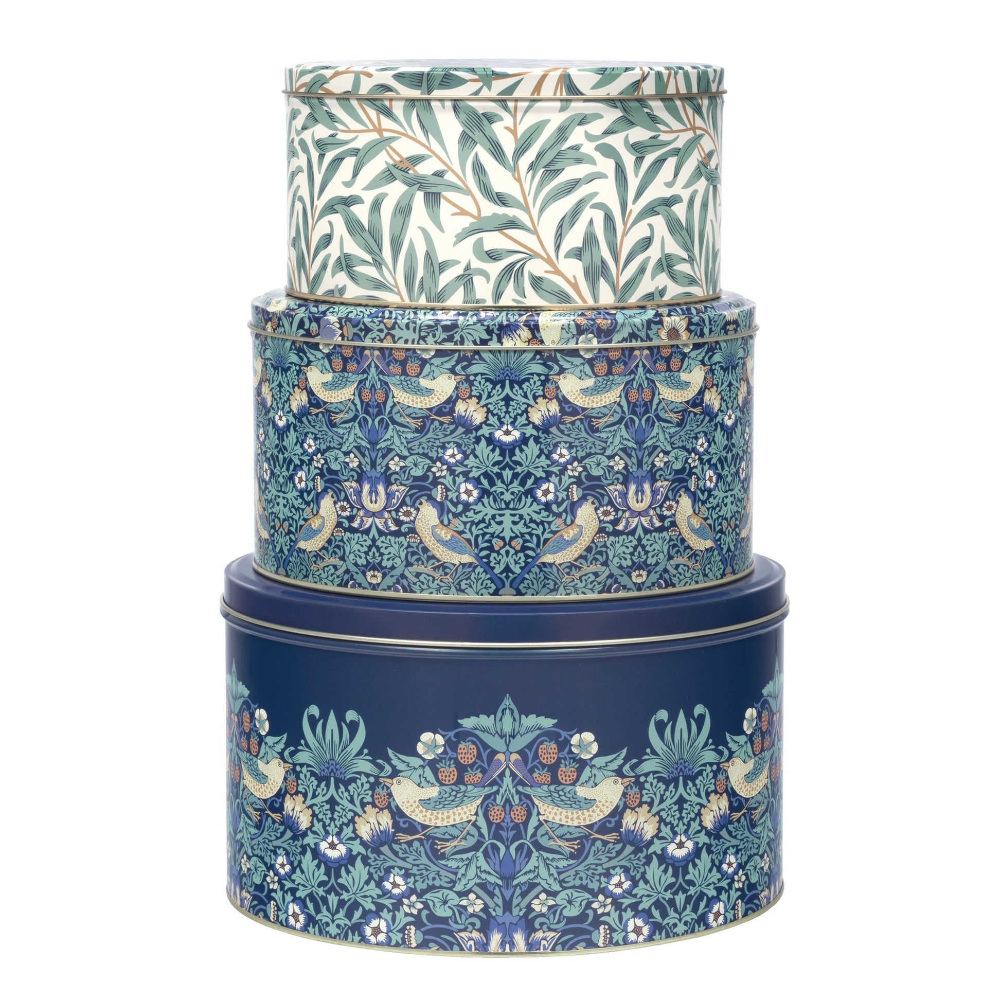 Kitchentins - Arts & Crafts - Strawberry Thief Set of 3 Round Cake Tins
