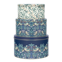 Arts & Crafts - Strawberry Thief Set of 3 Round Cake Tins
