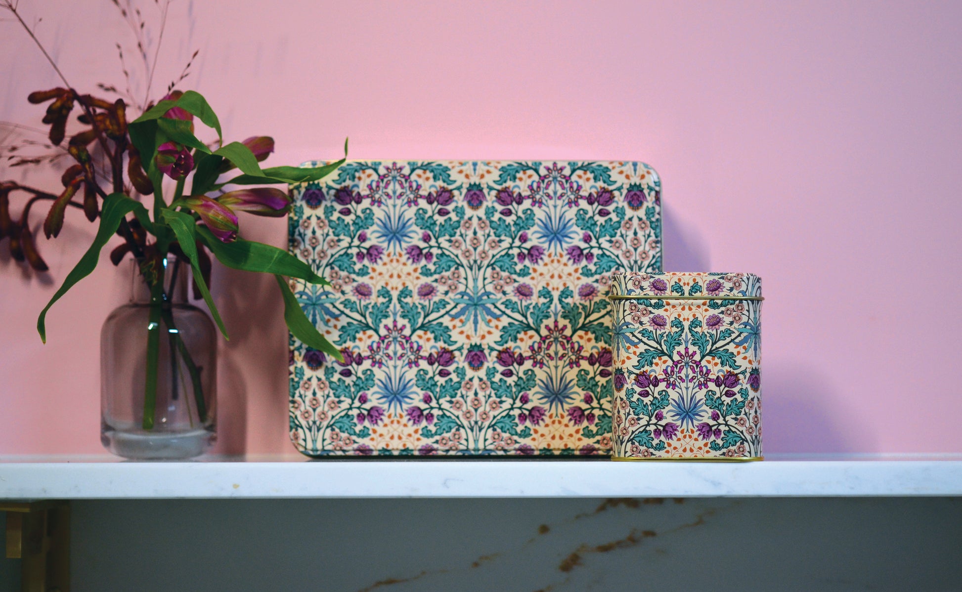 Arts & Crafts Hyacinth Small Rectangular Tin - Kitchentins