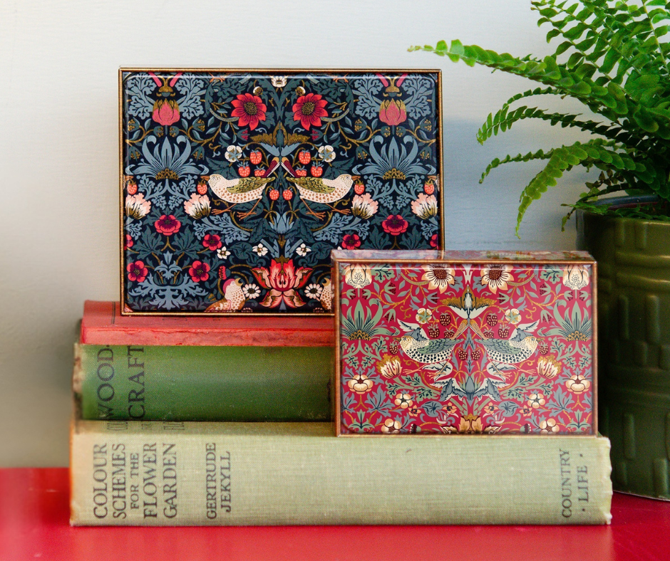 Arts & Crafts - Strawberry Thief Small & Medium Chocolate Tins, Set of 2