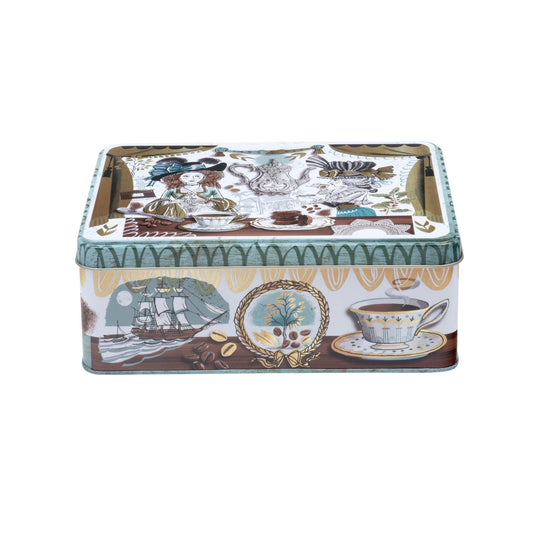 Kitchentins - Coffee Deep Rectangular. A rectangular storage / gift tin featuring artwork by Gillian Martin. 