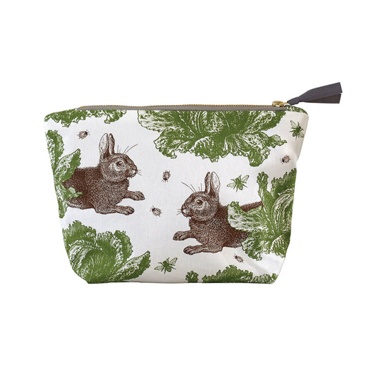 Kitchentins - Thornback and Peel large cosmetic bag printed with the classic rabbit and cabbage design.