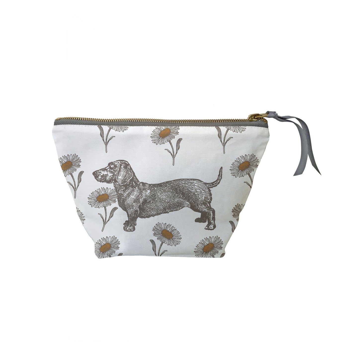 kitchentins - Thornback & Peel cotton cosmetic bag printed with sweet daschunds and delicate daisys.