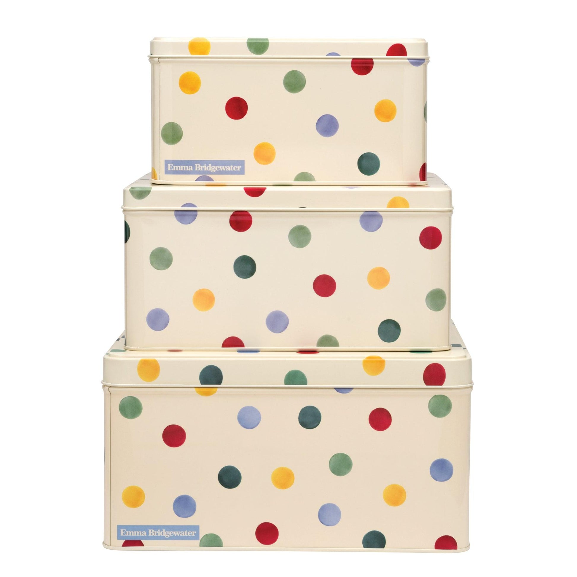 kitchentins - Emma Bridgewater - Polka Dot Original Set 3 Sq Cake tins