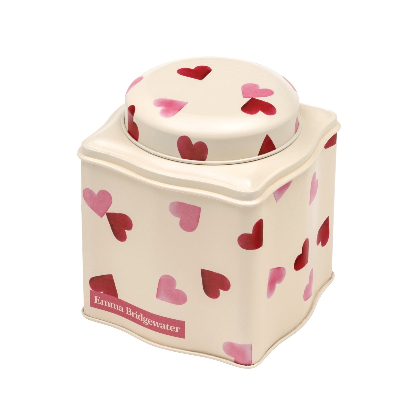 Emma Bridgewater - Pink Hearts Dome Lid Wavy Caddy - Kitchentins.com