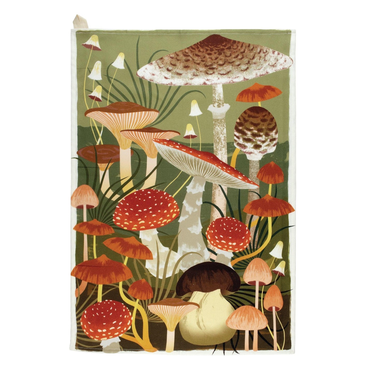 Kitchentins - Printer Johnson Fungi Print Tea Towel. 100% cotton tea towel with an array of wild fungi with earthy colours. 