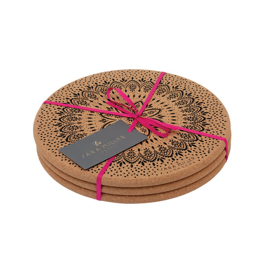 kitchentins - Sara Miller - Artisanne Noir Set of 3 Cork Trivets