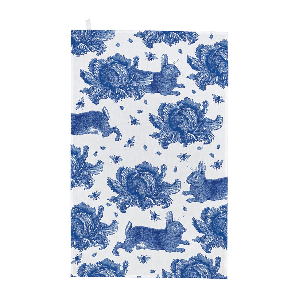 Thornback & Peel - Rabbit & Cabbage Delft Blue Tea Towel